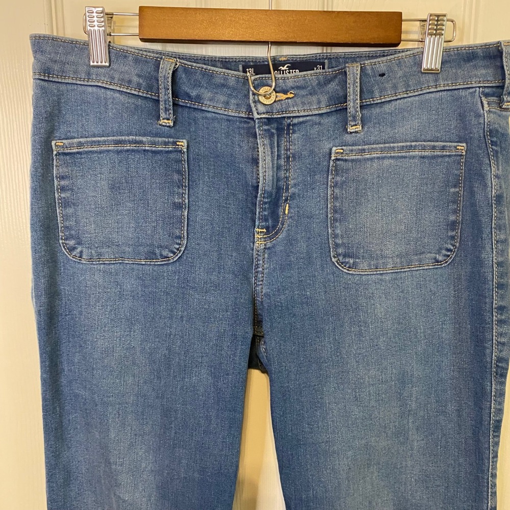 Hollister Low-Rise Boot Soft Stretch Jeans Medium Wash Blue 31x34 Boho Festival